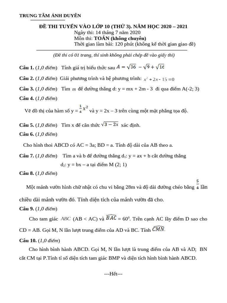 Thi TH 10 3 | PDF