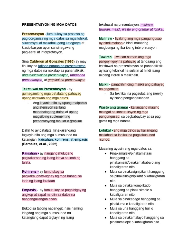 Fili Tabular Reviewer | PDF