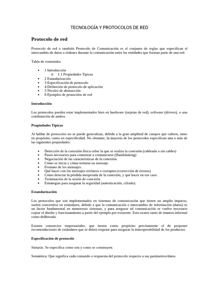Tecnología y Protocolos de Red | PDF | Red de computadoras | Modelo osi