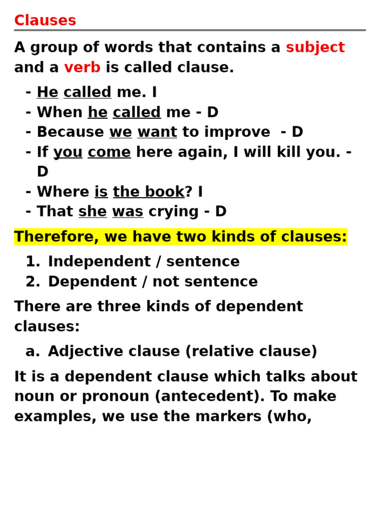 Clauses | PDF | Clause | Linguistics