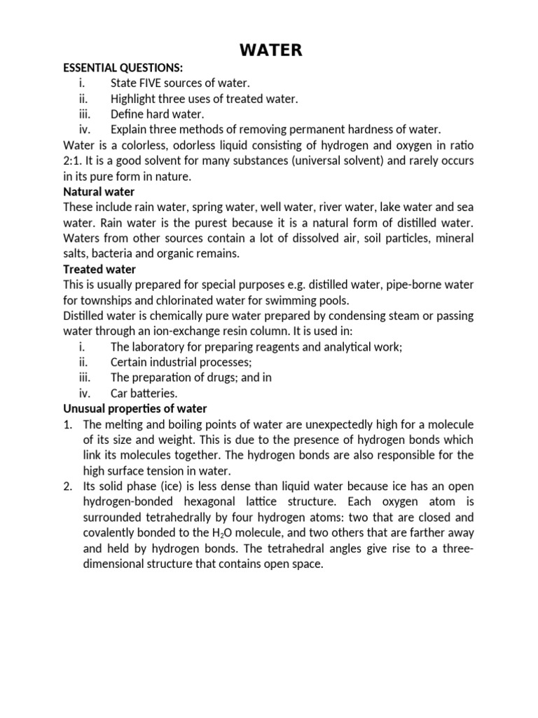 WEEK 1 and 2 WATER | PDF | Water | Water Purification