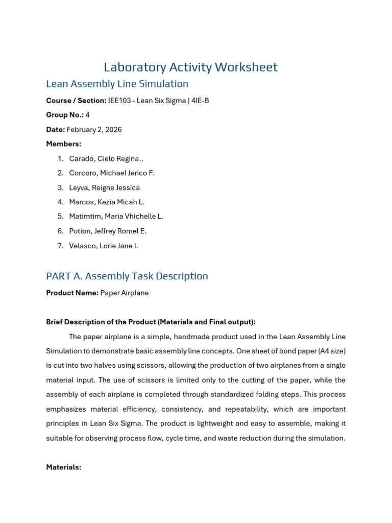 Group4 LeanAssemblyLine Worksheet (20260207003223) | PDF | Lean ...