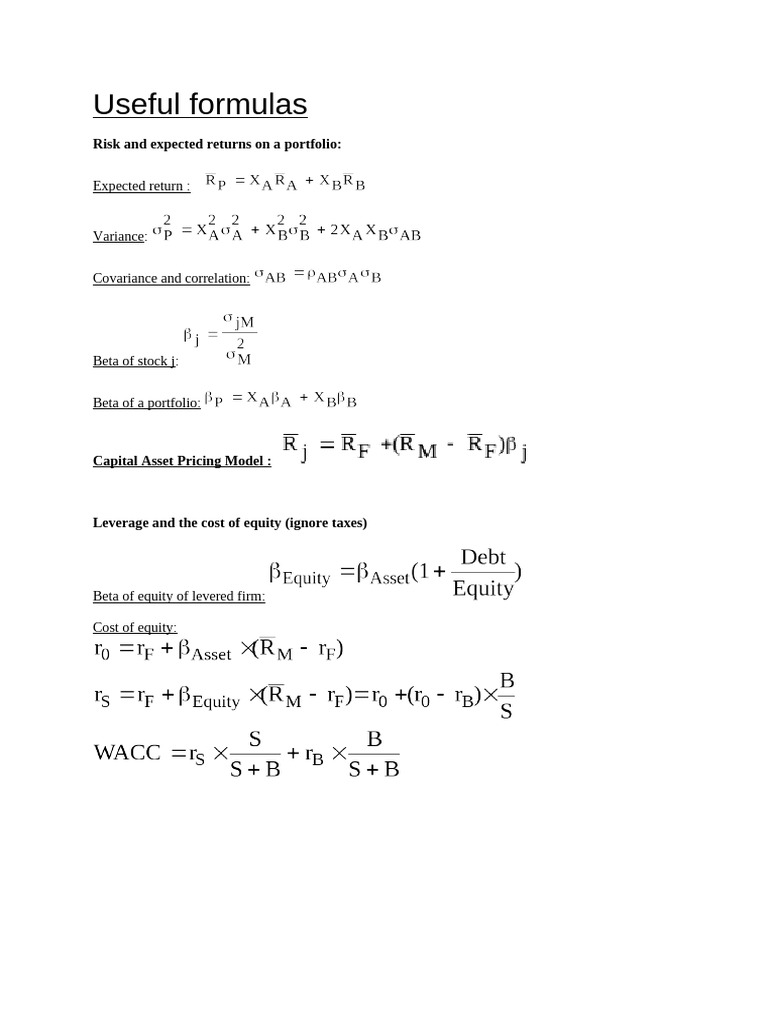 Useful Formulas | PDF