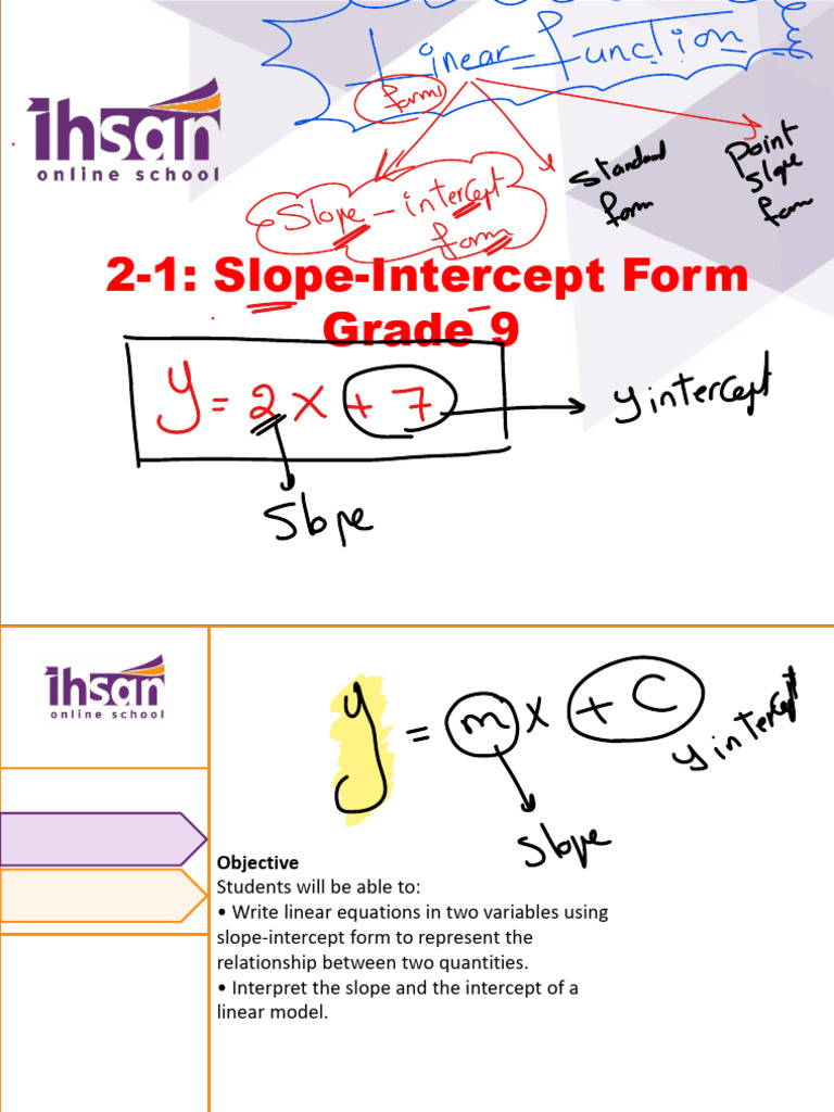 2 1 Slope Intercept Form Grade 9 Pdfux Add Blank | PDF