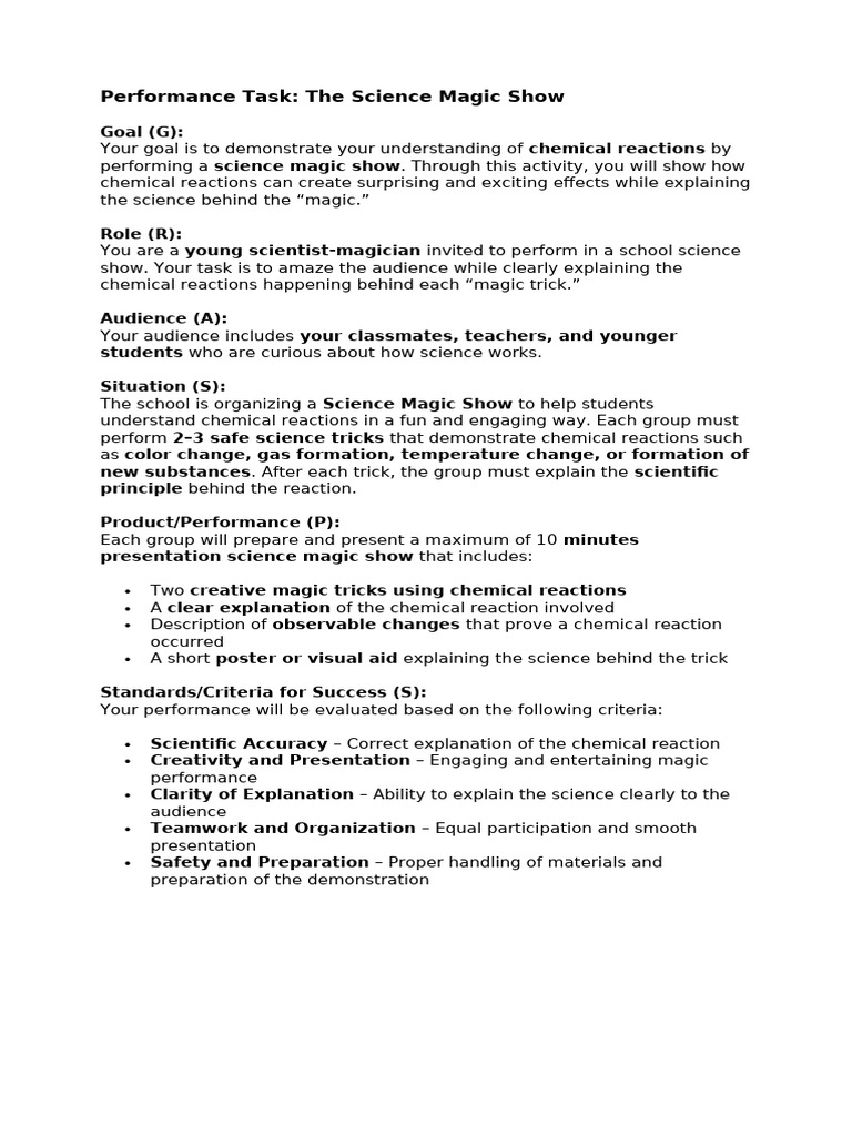 Performance Task.4th Grading | PDF