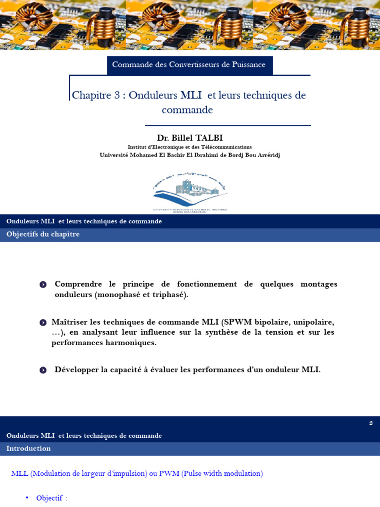 Chapitre 3 Onduleurs MLI Et Leurs Techniques de Commande | PDF ...