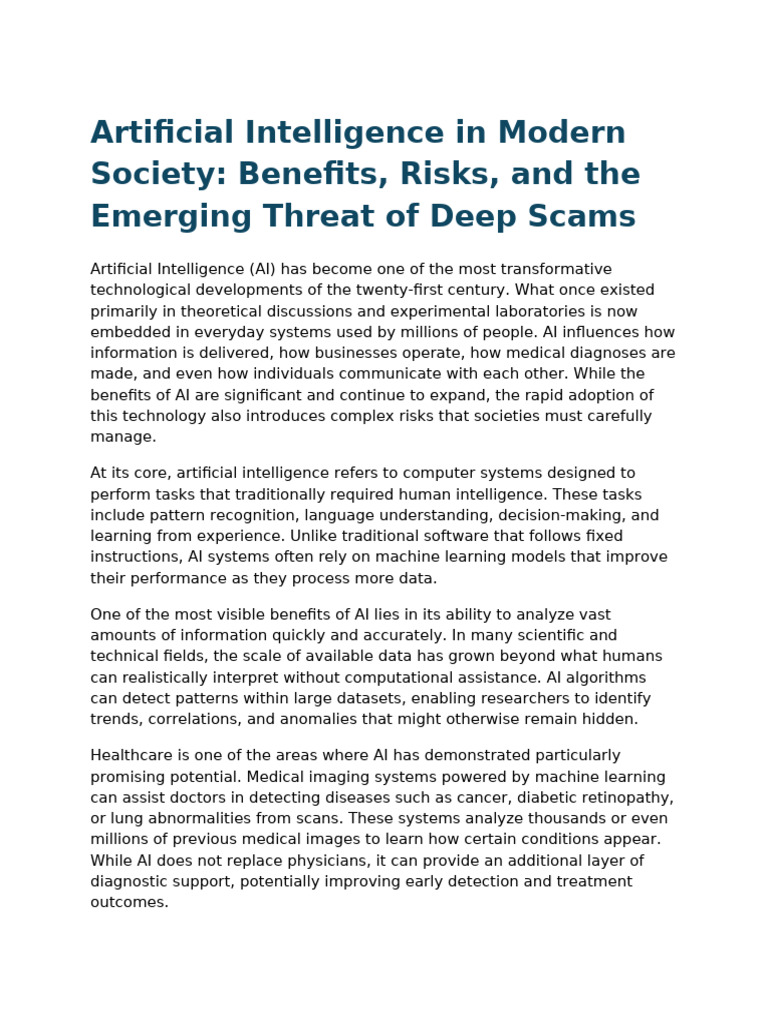 Artificial Intelligence in Modern Society | PDF | Artificial ...