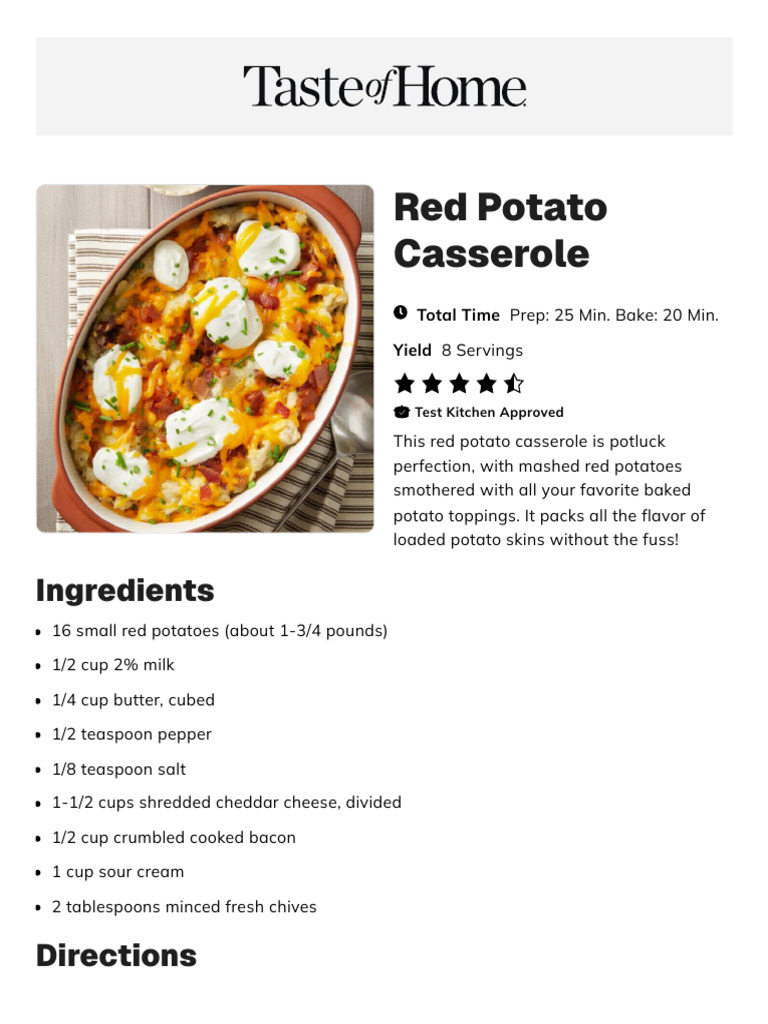 Red Potato Casserole Recipe_ How to Make It | PDF