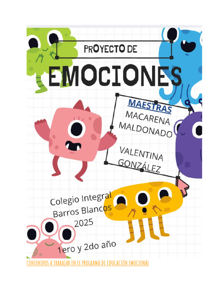 Proyecto de Emociones Primero y Segundo | PDF | Las emociones | Aprendizaje