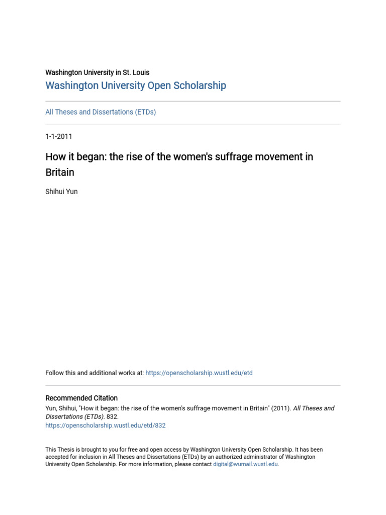 How It Began - The Rise of The Womens Suffrage Movement in Britai | PDF ...