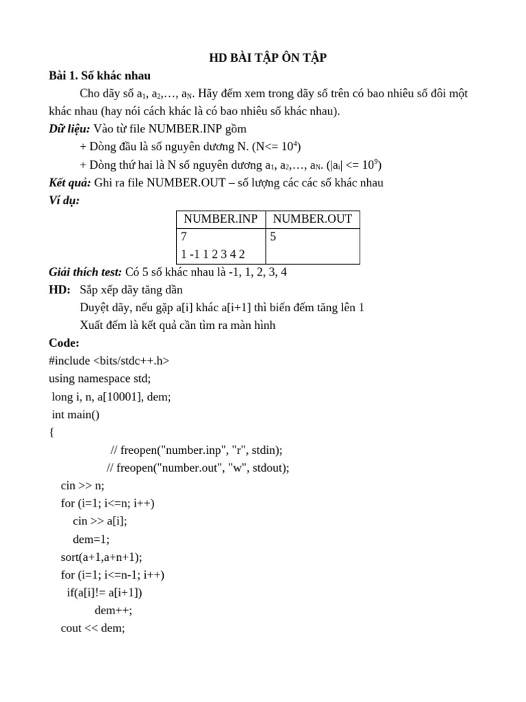 BAI TAP ON TAP - Code | PDF