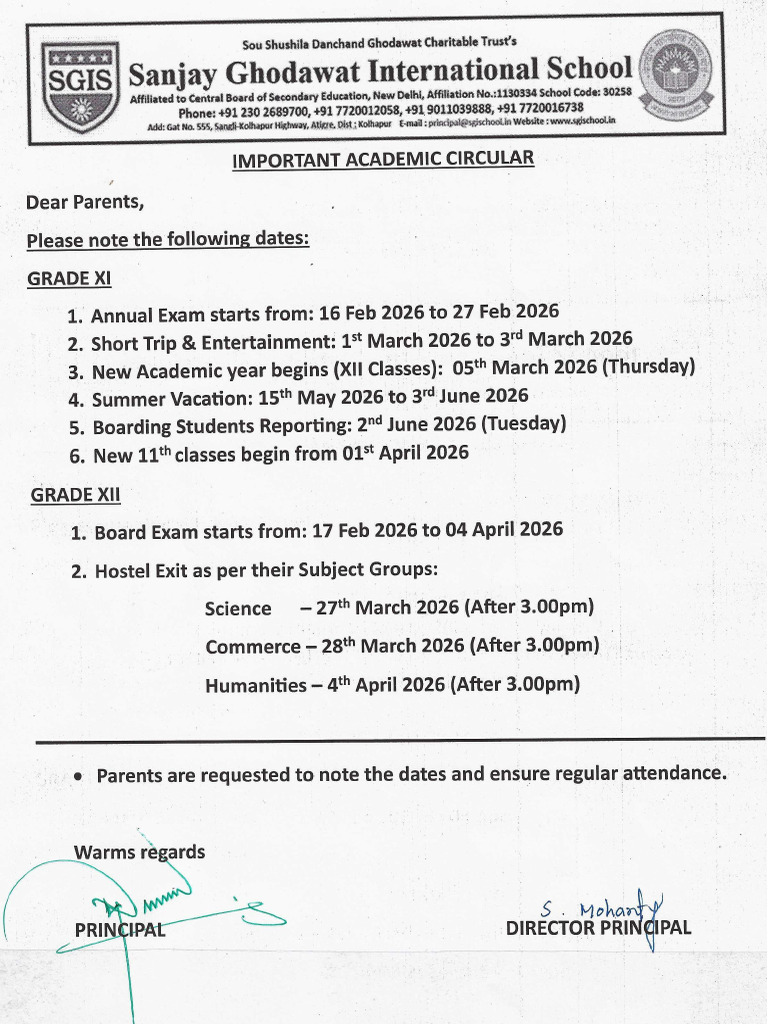 Important Academic Circular | PDF