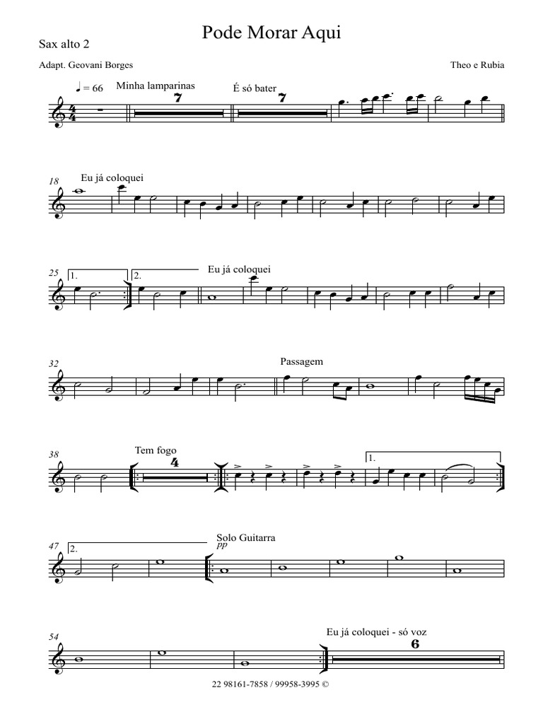Pode Morar Aqui - Sax Alto 2 - 2026-03-02 2302 - Sax Alto 2 | PDF