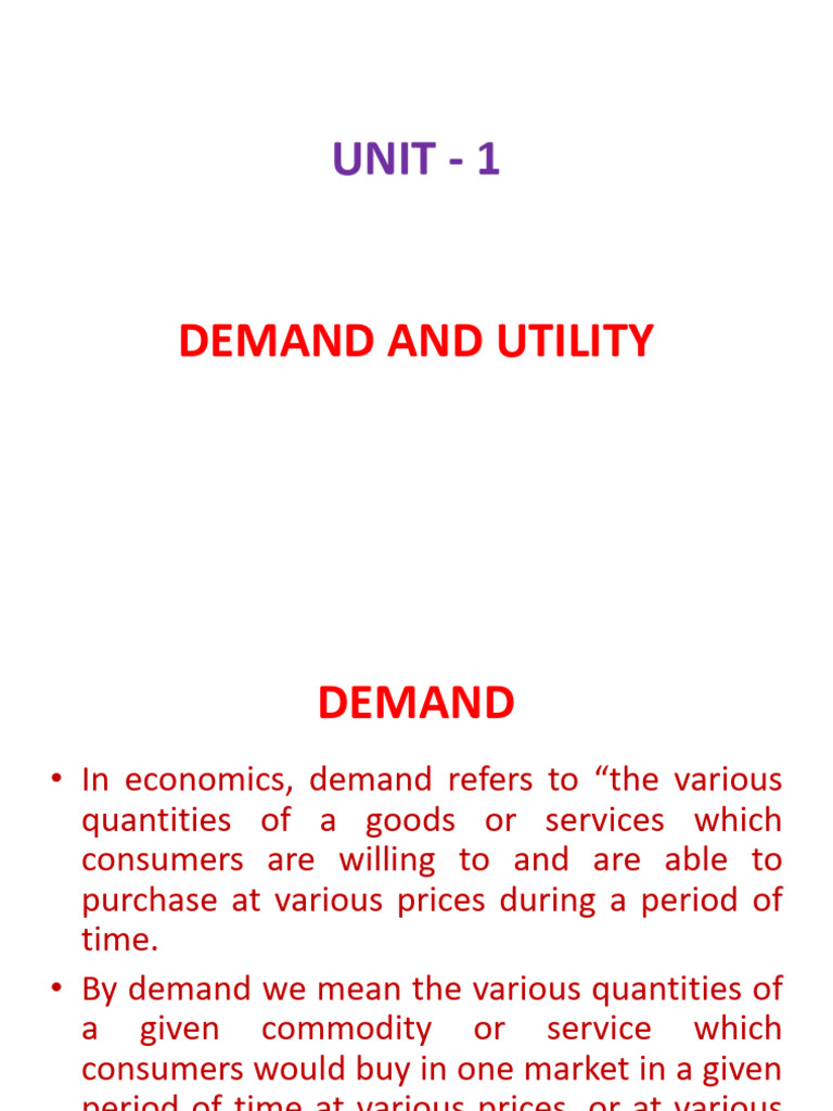 UNIT I - Demand N Utility - Part 2 | PDF | Demand | Elasticity (Economics)