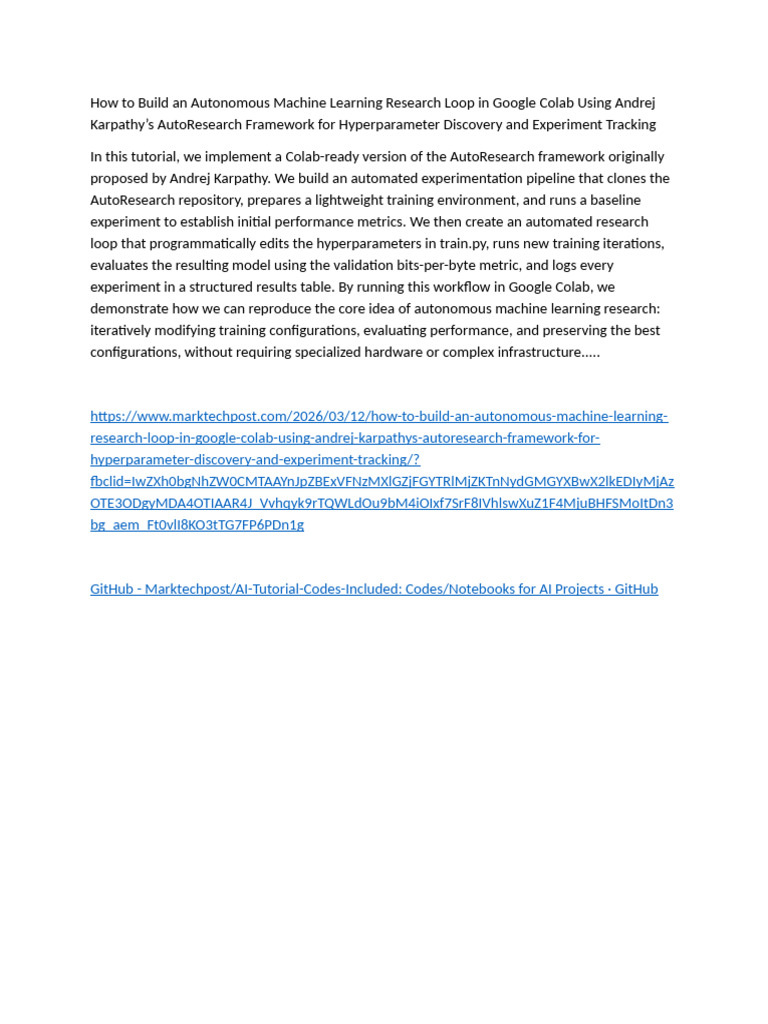 How To Build An Autonomous Machine Learning Research Loop in Google ...