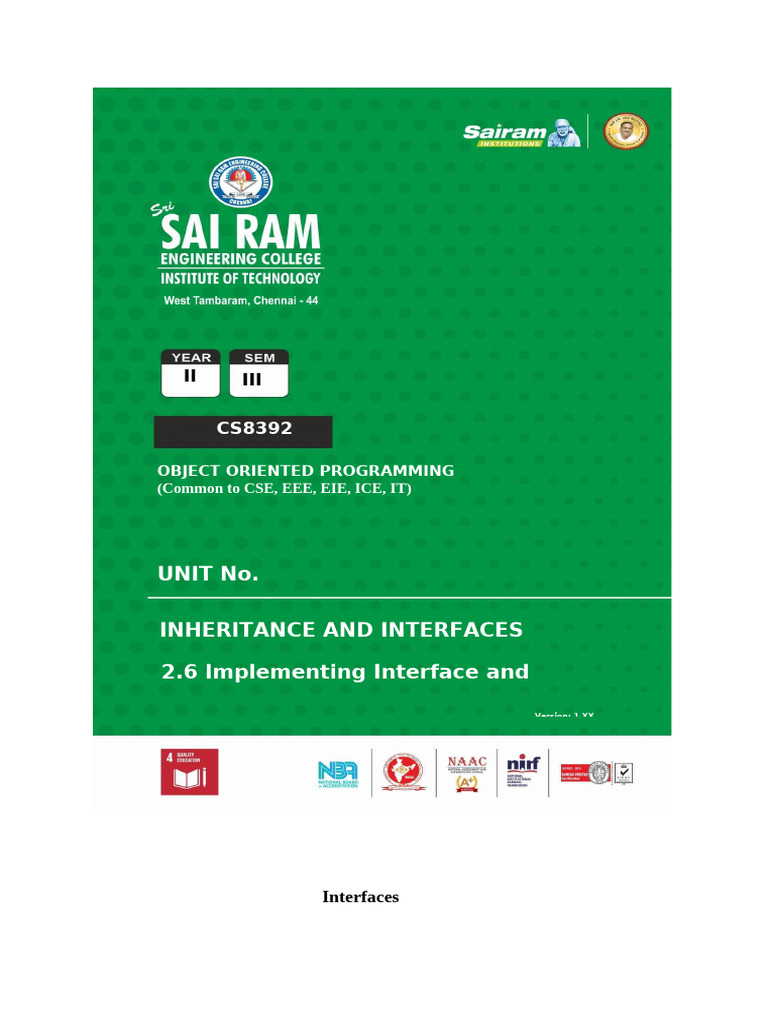 2.6 Implementing Interface and Extending Interfaces | PDF | Inheritance ...