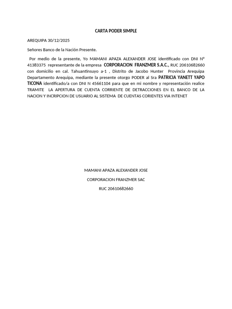 Carta Poder Simple | PDF
