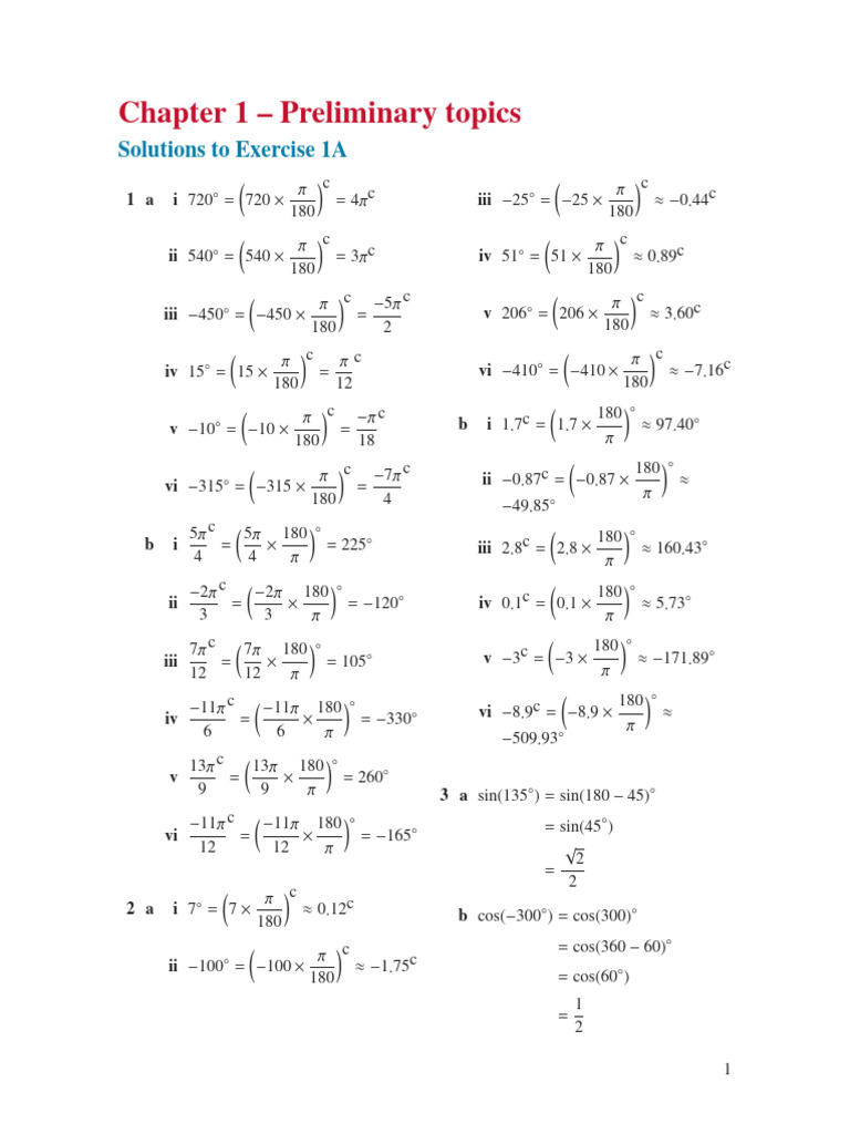 Chapter 1 - Preliminary Topics - Worked Solutions | PDF | Mathematical ...