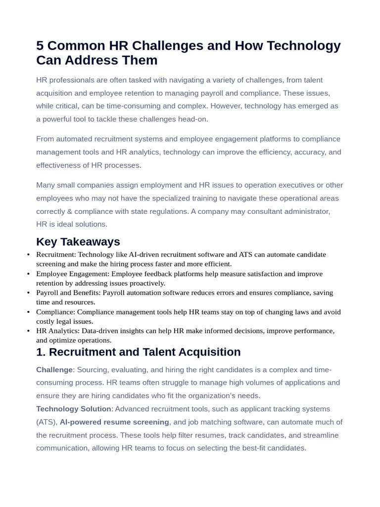 5 Common HR Challenges | PDF | Recruitment | Analytics