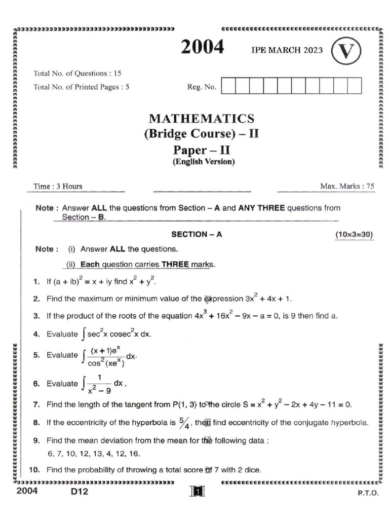PreviousQPMATHEMATICS28BridgeCourse29-I26II-1 | PDF