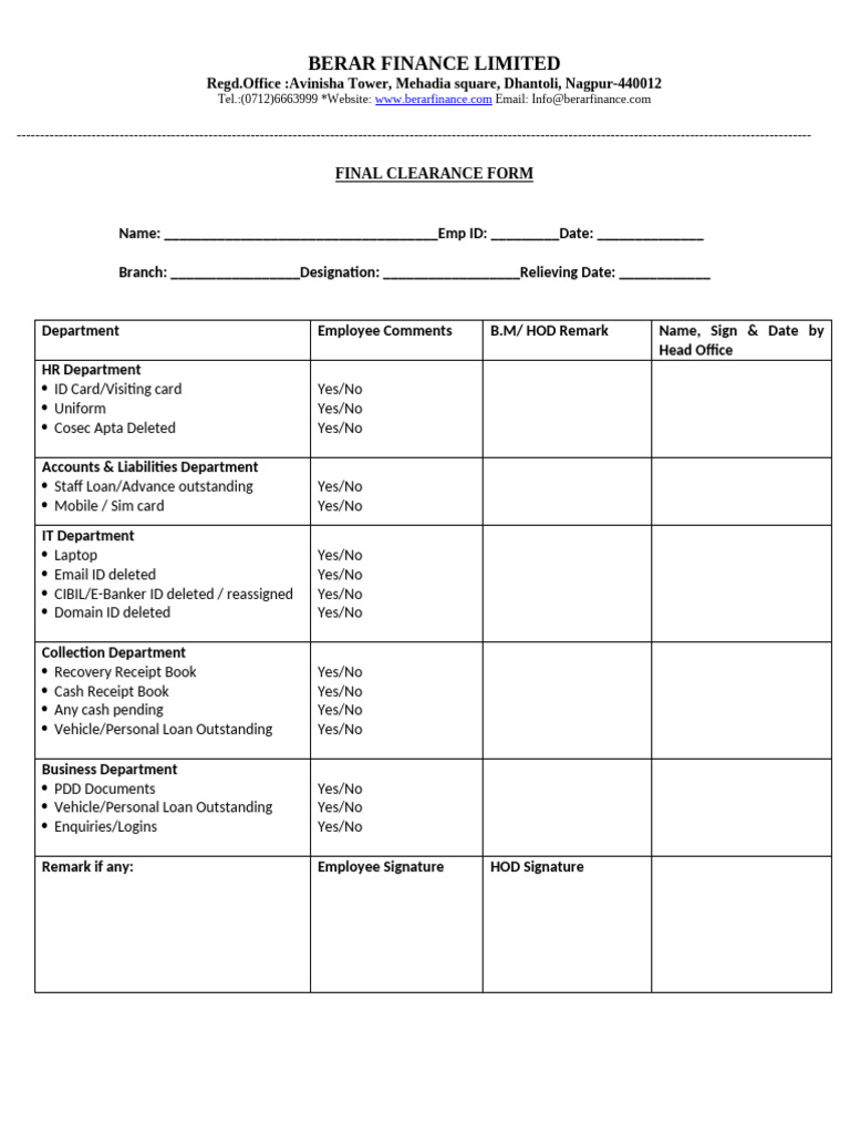 No Due Cum Exit - Check - List | PDF