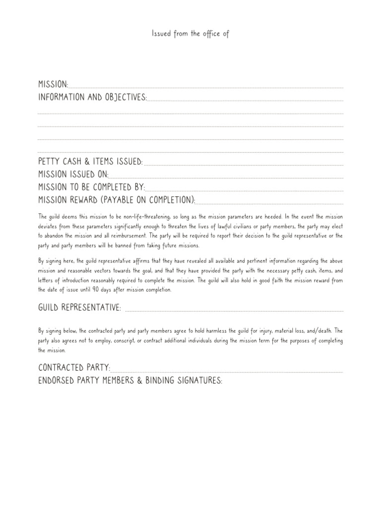 Guild Contract - Blank | PDF