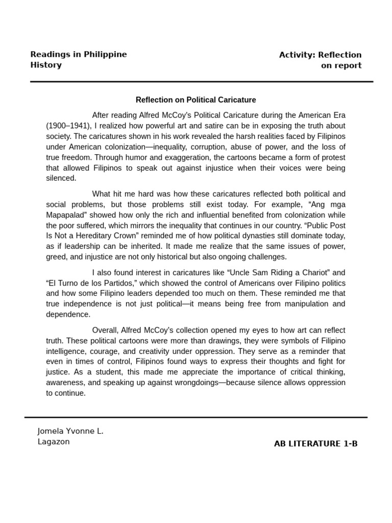 Reflection On Political Caricature | PDF