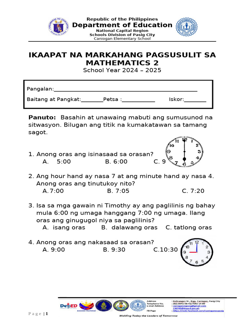 Q4 Math Grade-2 Laidout (1) | PDF