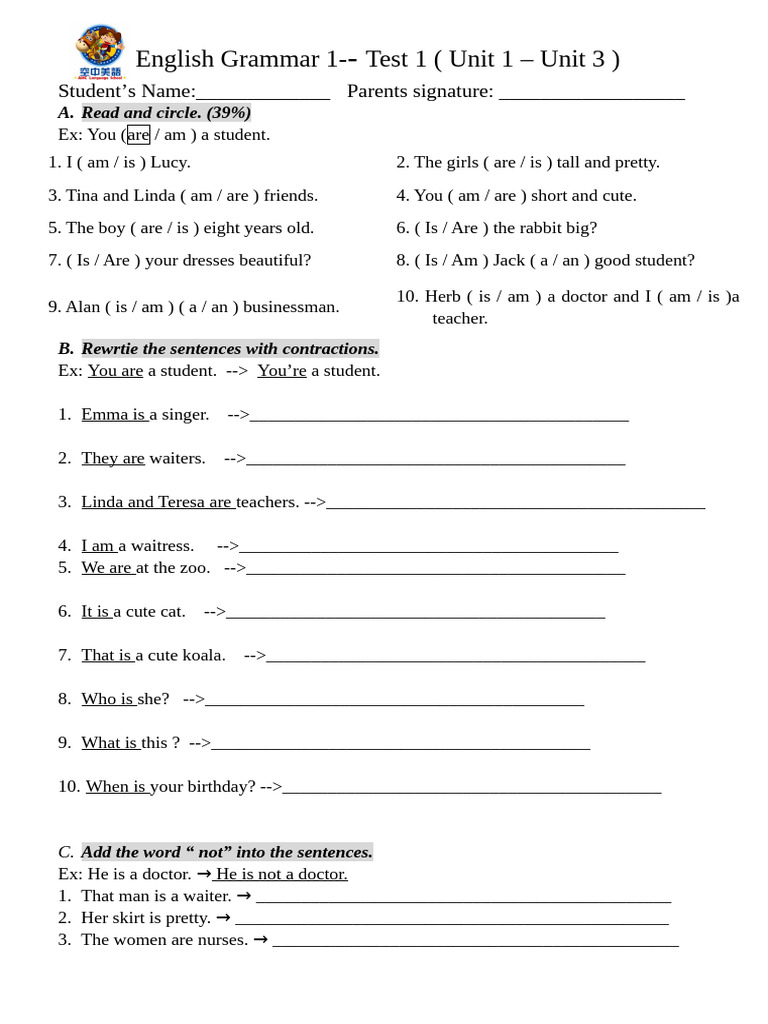 English Grammar 1 Test 1 | PDF | Chess Theory | Chess