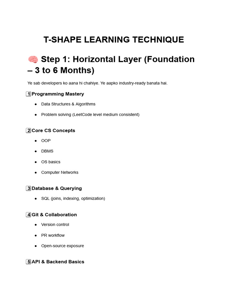 T Shape Learning | PDF