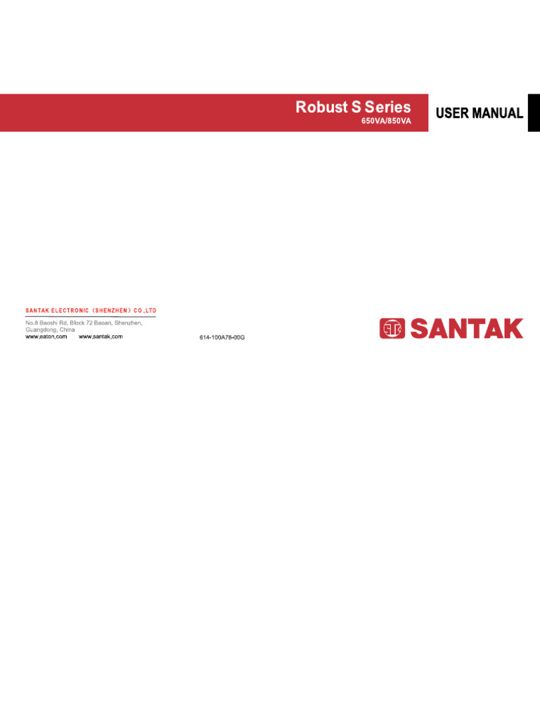 SANTAK Robust S 650VA, 850VA User Manual | PDF