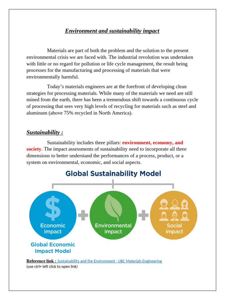 Environment and Sustainability Impact Report Portion | PDF | Steel ...