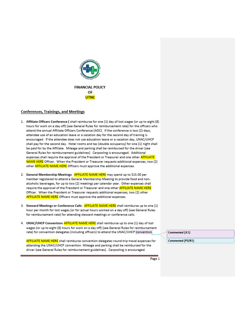 Financial Policy Sample Template - Final | PDF