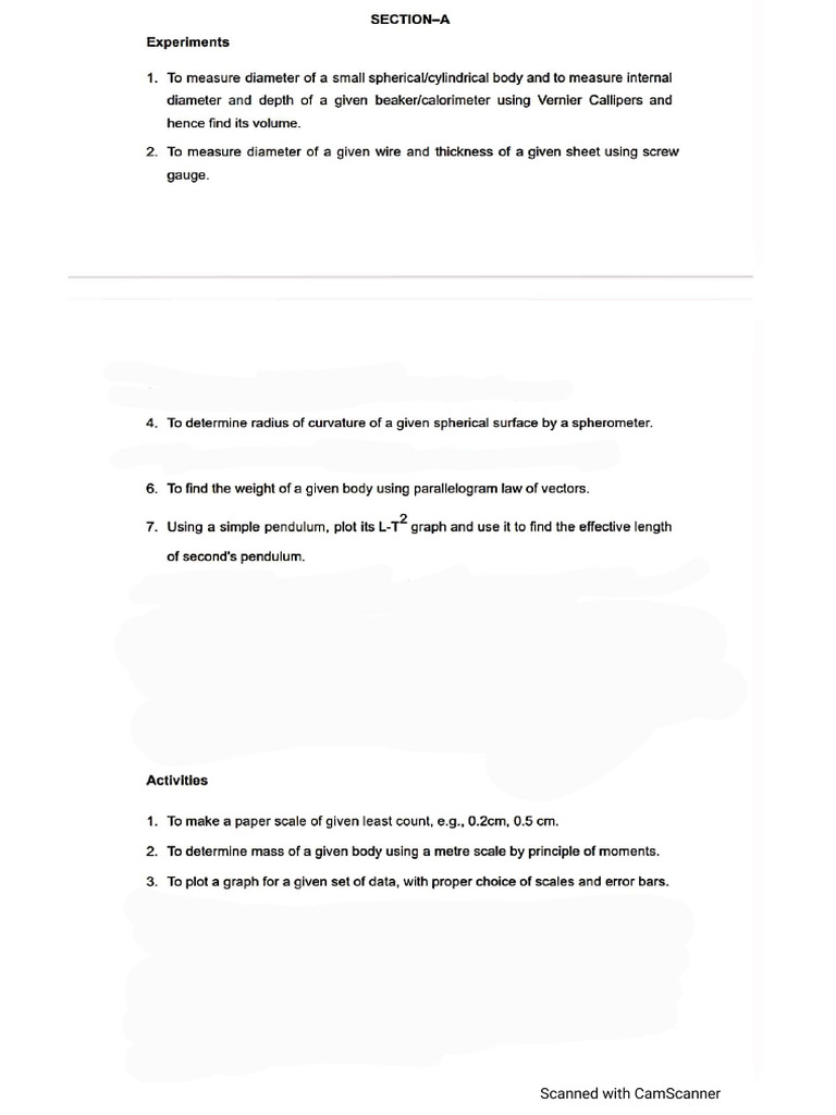 List of Physics Practical and Activities | PDF