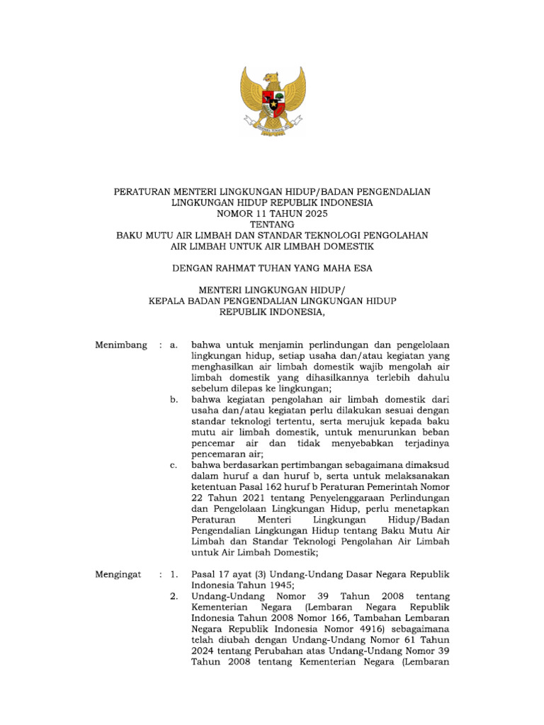 Permenlh-Bplh 11 Tahun 2025 | PDF