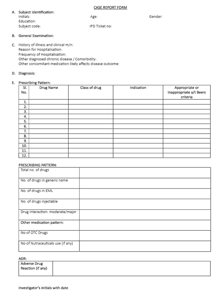 Case Report Form | PDF