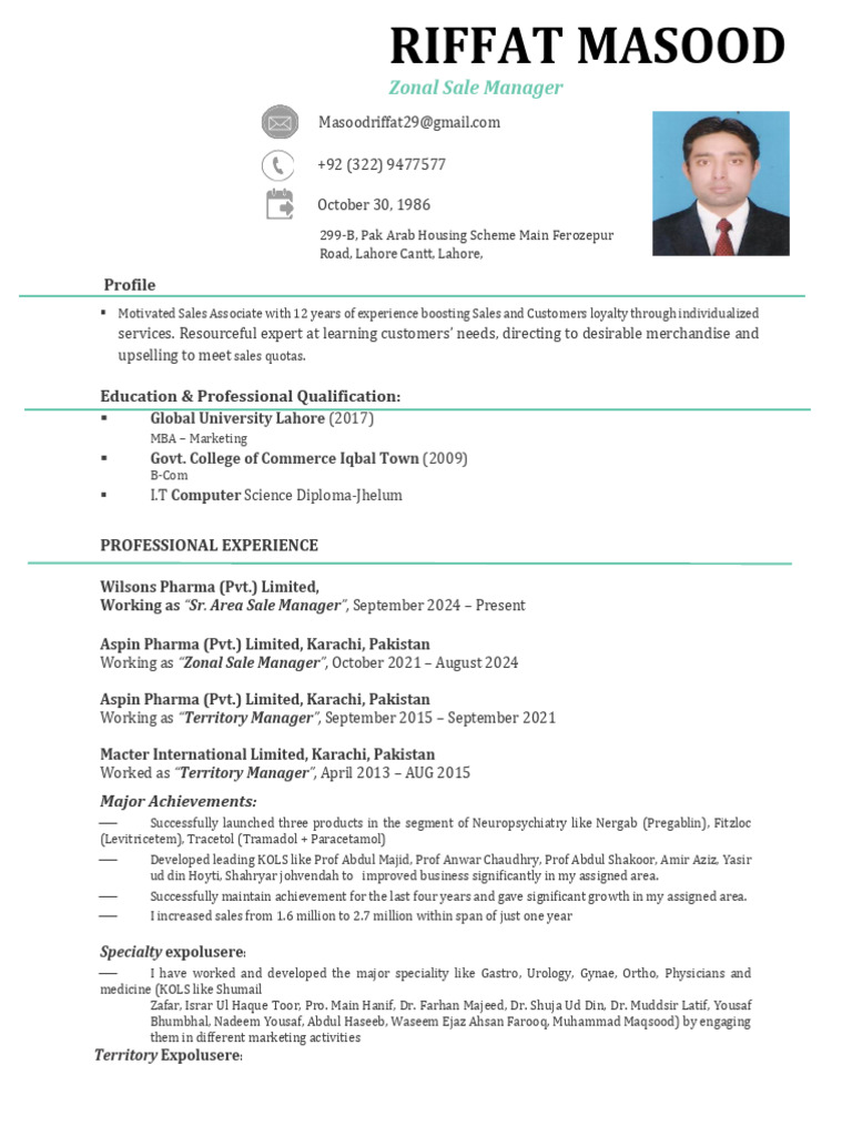 Riffat Masood CV PDF | PDF | Pakistan