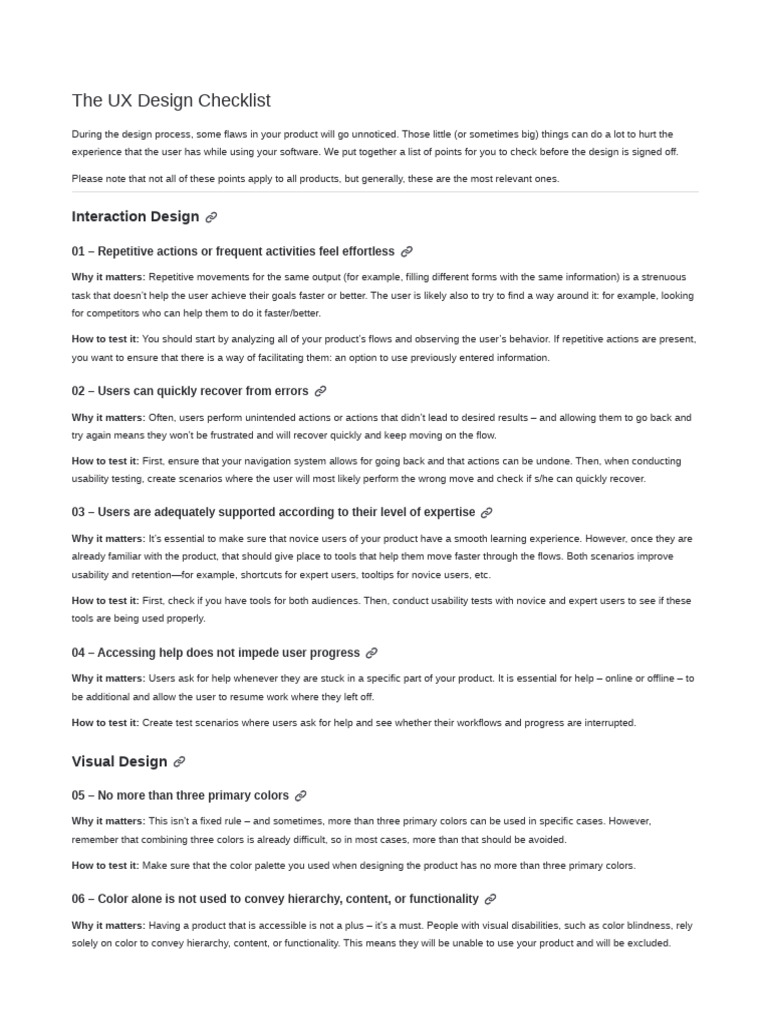 DESIGN The UX Design Checklist 170325 074741 | PDF | Usability | Typography