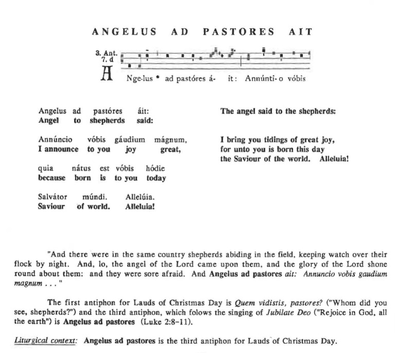 Latin - Angelus Ad Pastores Ait | PDF | Christian Prayer | Catholic Liturgy