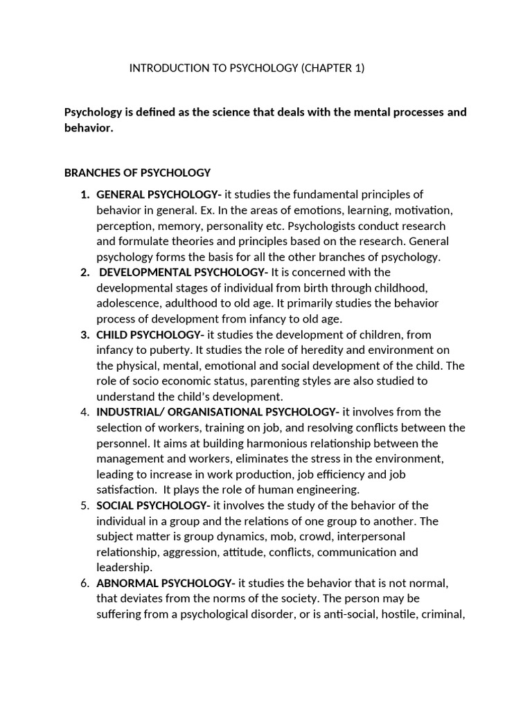 Intro To Psychology Chap 1 | PDF