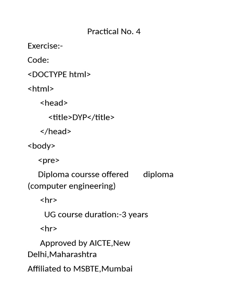 Practical No.4 HTML | PDF