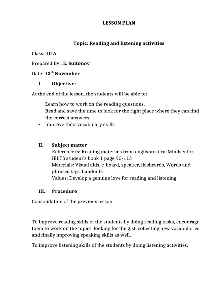 Lesson Plan | PDF
