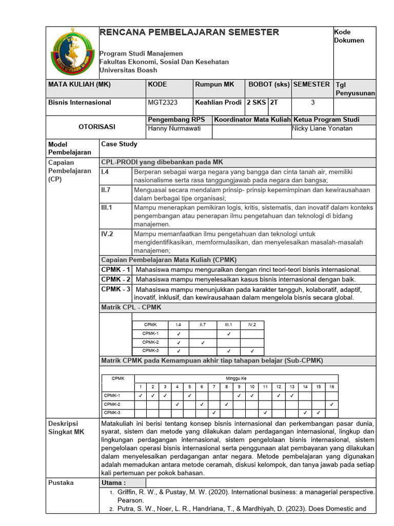 RPS OBE Bisnis Internasional | PDF
