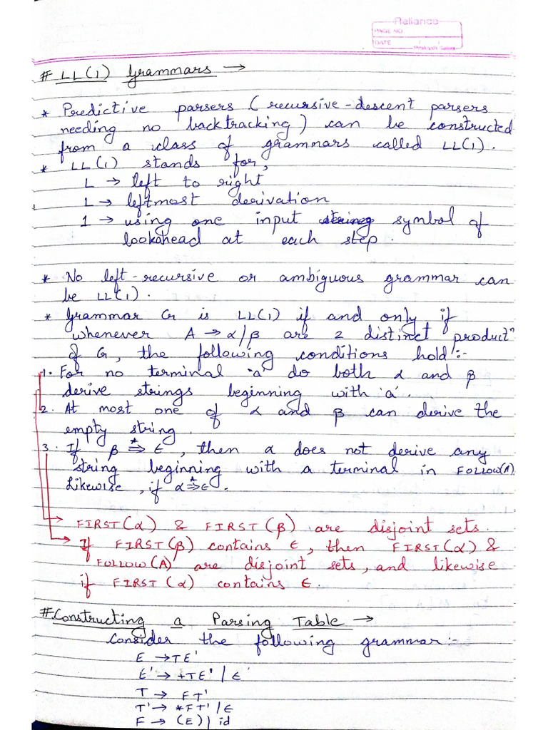 Syntax Analyser(LL1) | PDF