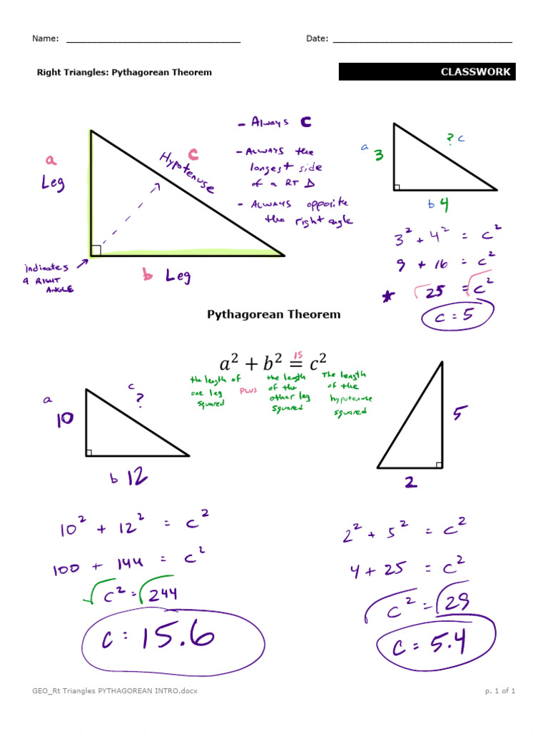 GEO Pythagorean Theorem | PDF