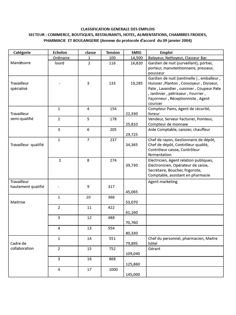 Classification Generale Des Emplois | PDF