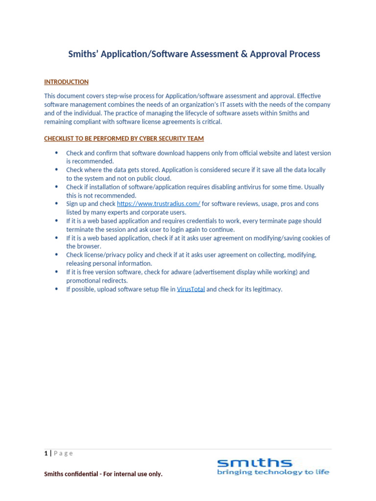 Application Assessment & Approval Process in Smiths | PDF