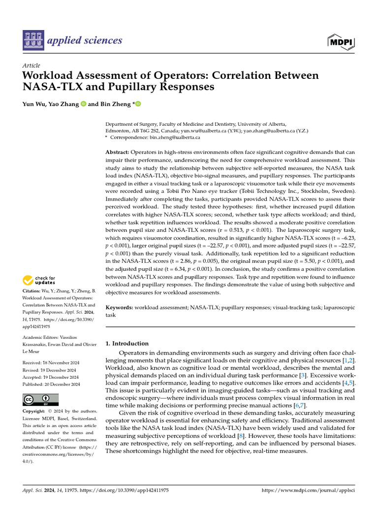 Workload Assessment of Operators Correlation Betwe | PDF | Workload ...
