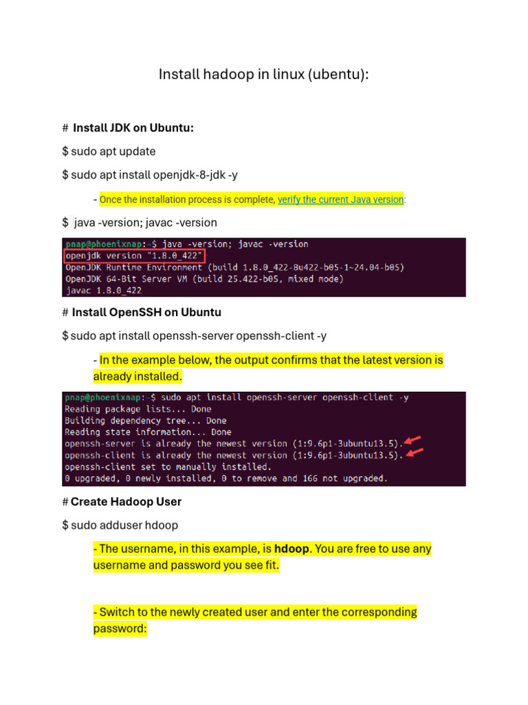 Install Hadoop in Linux | PDF | Apache Hadoop | Secure Shell