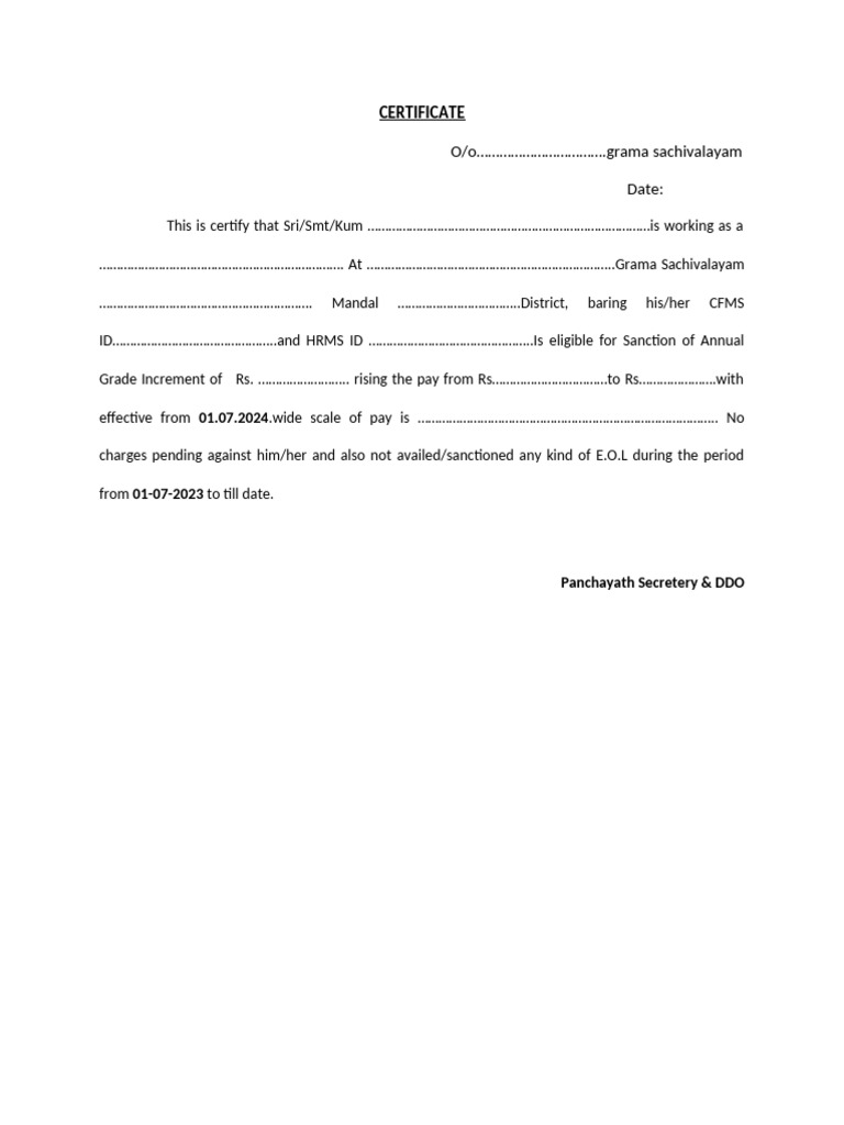 DDO Increment Form | PDF